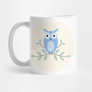 Owl on Yellow and Light Blue Mug